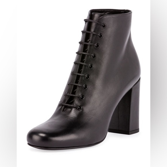 SAINT LAURENT Black Smooth Calfskin leather Babies 90 lace-up Ankle Boots 36 - Picture 1 of 9